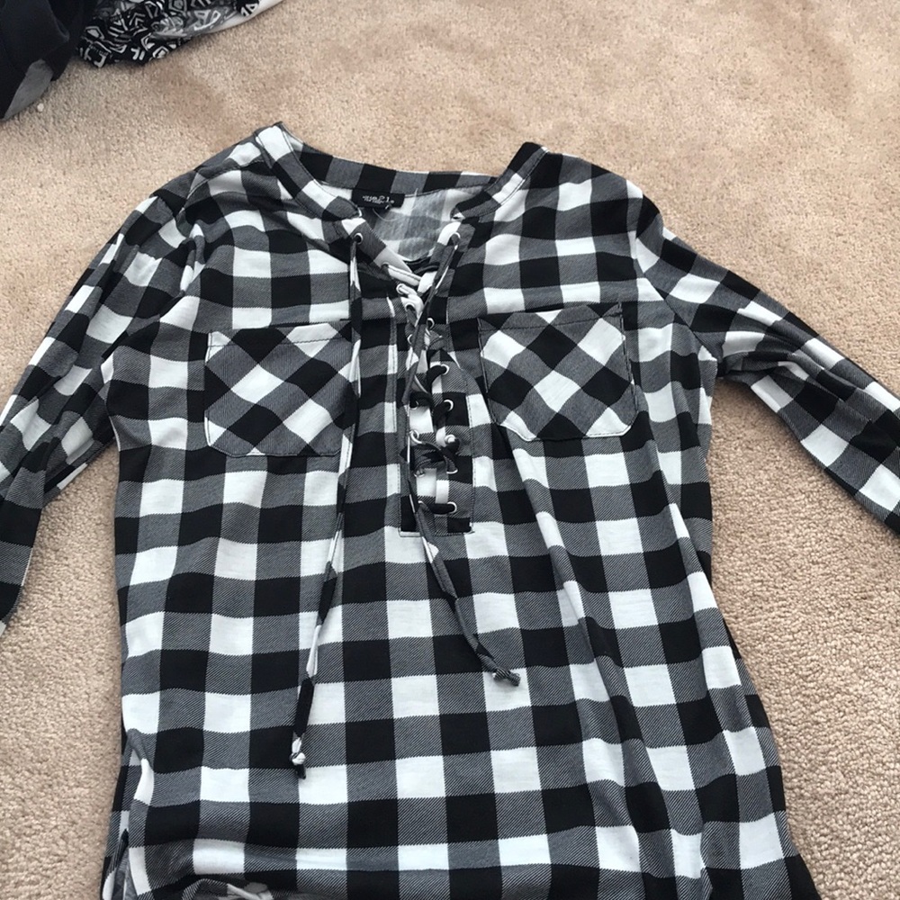 Black and white checkered shirt
